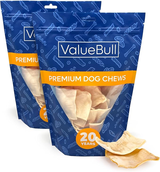 ValueBull USA Rawhide Chips, 50 Count - Natural & Safe, USA Beef Hide, Long Lasting, Chemical Free, No Artificial Flavors