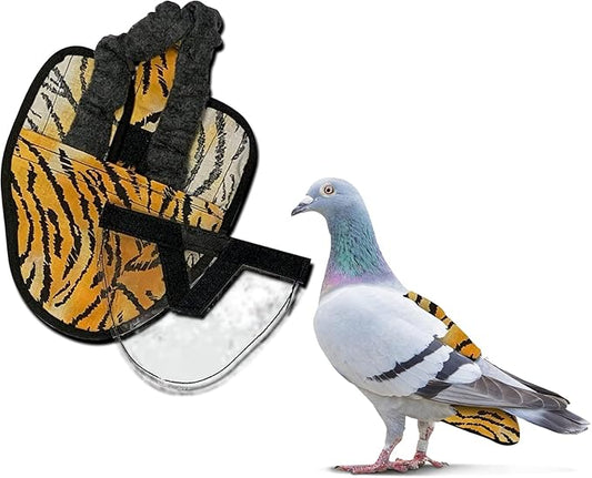 Hen Holster Wrap-Around Bird Diaper & Harness for Larger Pigeons, Small Breed - with Removable Liner, Adjustable Fit for Outdoor Adventures & Indoor Use, Easy to wear - Tiger, XS