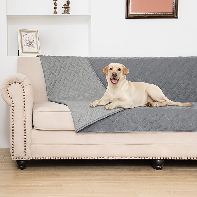BOCTOPUG Dog Bed Cover for Pets Blankets Rug Pads for Couch Protection Waterproof Bed Covers Dog Blanket Furniture Protector Reusable Changing Pad (Dark Grey+Light Grey, 82"x82")