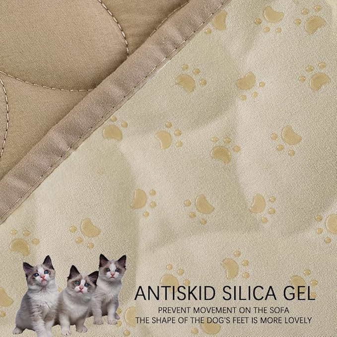Ameritex Waterproof Pet Bed Cover Anti-Slip Dog Bed Blanket for Sofa and Furniture Waterproof New Pattern Design (Beige, 30x53 Inch (Pack of 1))