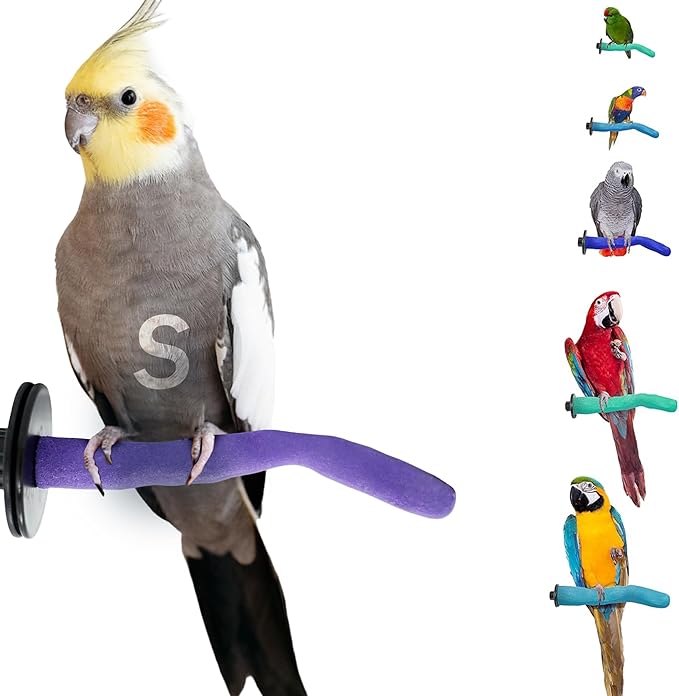 Sweet Feet and Beak Safety Pumice Perch - Trims Nails and Beak - Promotes Healthy Feet - Safe Non-Toxic Bird Supplies for Bird Cages - Small 8"