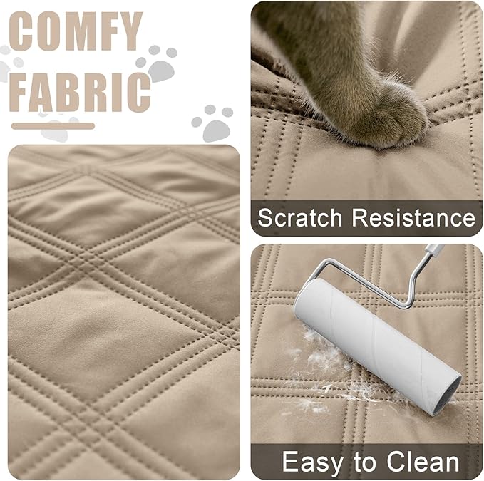 Smiry Waterproof Dog Bed Cover Blanket 82x102, Soft Reversible Pet Blanket, Washable Leakproof Cats Dogs Couch Cover for Sofa, Couch, Furniture, Lattice, Taupe/Beige