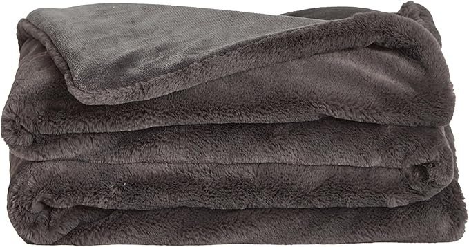 UnHide Lil’ Marsh - Faux Fur Blanket - Durable, Lightweight, Extra Soft Blanket - Machine Washable - Charcoal Charlie, X-Small (34” x 44”)