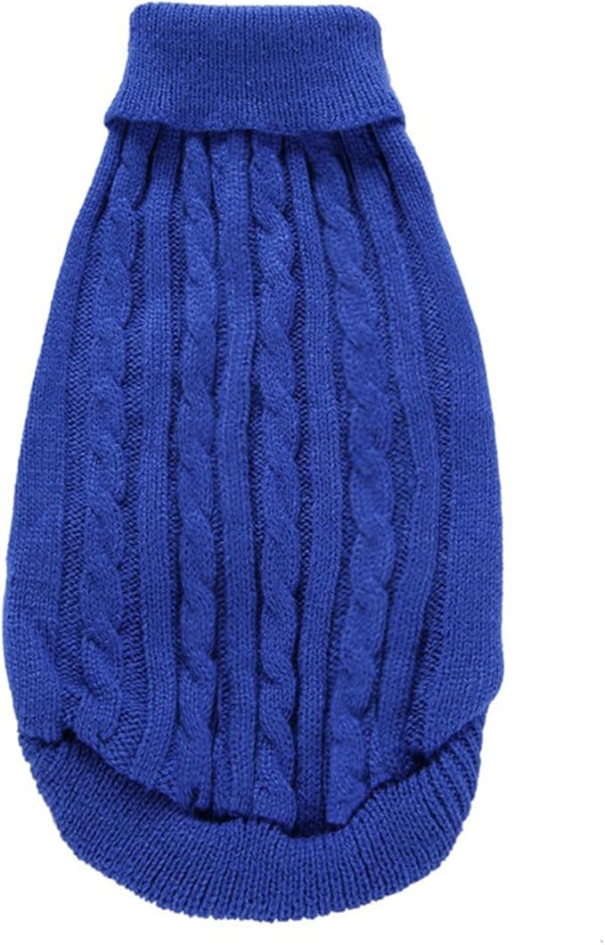 CHBORCHICEN Small Dog Sweaters Knitted Pet Cat Warm Dog Sweatshirt Winter Clothes Kitten Puppy Sweater (Medium,Dark Blue)