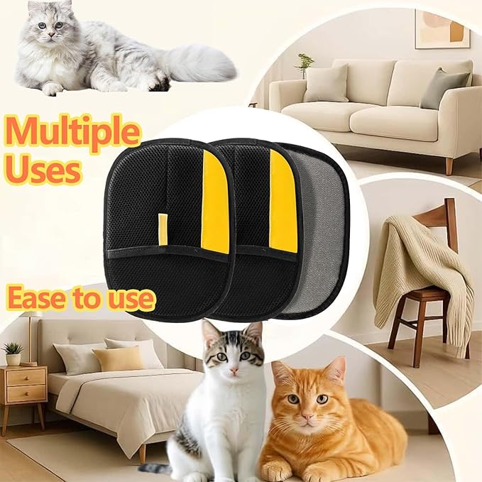 2pcs Electrostatic Pet Hair Removal Gloves: Quick Wiping - Reusable & Washable for Sofa Clothing Pet Beds Effortless Cats & Dogs Hair Remover for Pets