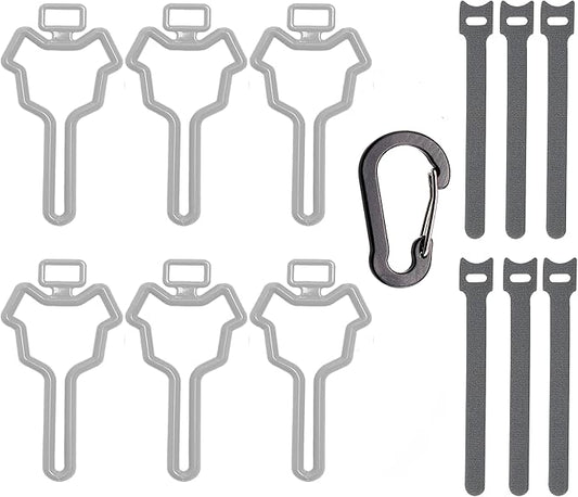 Dog Poop Bag Carrier, Hand Free Waste Bag Holder (6 pack, Grey)