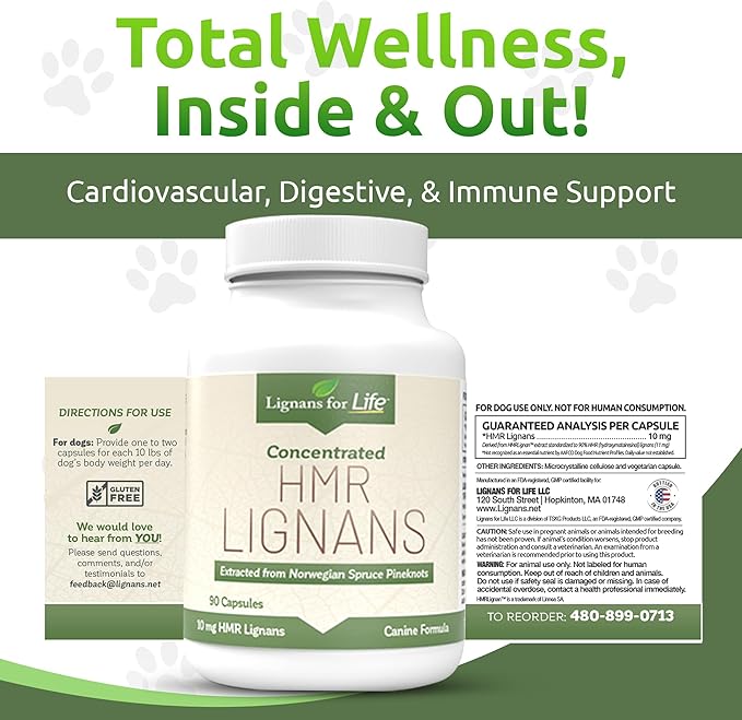 Lignans For Life HMR LIGNANS 10mg Capsules - Perfect for Small Dog Breeds - Vitamin for Healthy Pet | Multivitamin | Wellness Supplement | Nutritional