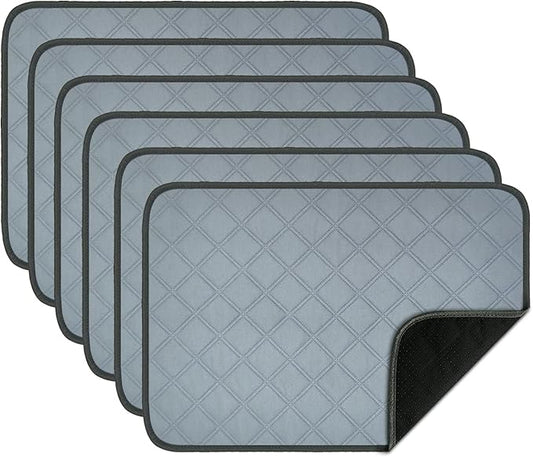 RIOUSSI Washable Pee Pads for Dogs, Reusable, Absorbent, Leakproof, Non Slip Pet Puppy Pads for Potty Training. Light Gray, 20x28 Inch(6pack)