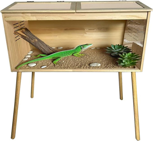 Bearded Dragon Tank Enclosure with 24 Inch Legs Reptile Terrarium, Up to 70 Gallon with Roof Door Snake Lizard Tank with Built-in Lamp Fixture and Switch