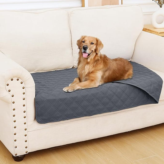 Smiry Waterproof Dog Bed Cover Pet Blanket, Soft Washable Dog Blanket for Furniture Bed Couch Sofa Reversible, Checkered (30"x53", Dark Grey/Dark Grey)
