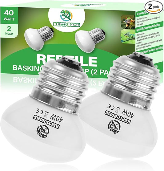 Reptile Heat Lamp Bulbs, UVA Reptile Heat Bulb 2 Pack, 40 Watt Heat Light Bulbs, Daylight Basking Spot Light for Lizard, Bearded Dragon, Snake, Gecko