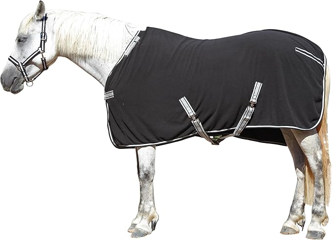 Horse Fleece Cooler, Blanket Liner - 300g Anti-Pilling Fleece, Moisture-Wicking, Cooling & Drying for Post-Workout, Bath & Travel, Prevent Overheating & Chilling Black 84