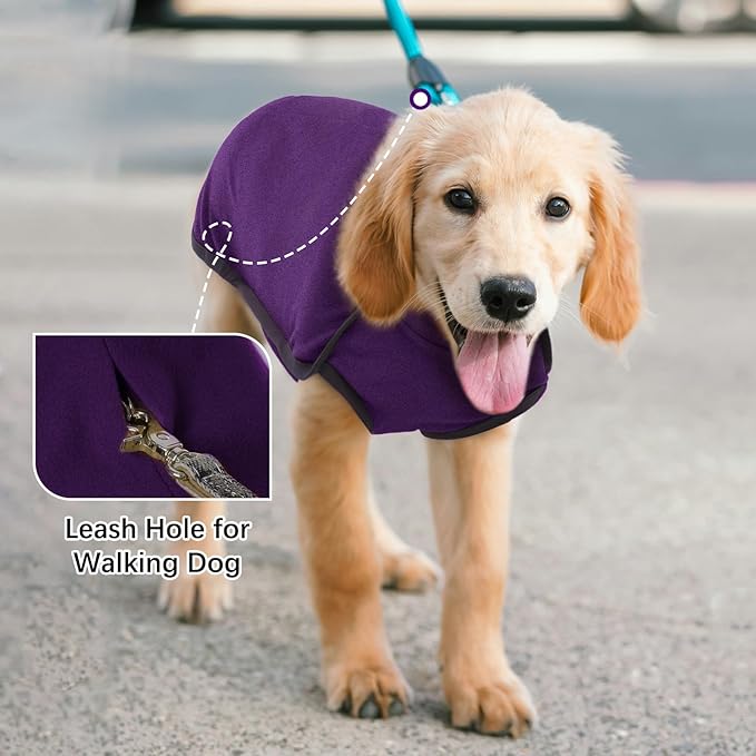 ROZKITCH Dog Sweatshirts for Large Dogs, Pet Windproof Warm Cold Weather Jacket Vest Cozy Jumpsuit Apparel Outfit Clothes for Walking Hiking Travel Sleep Purple L