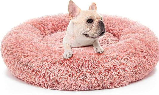 Nisrada Dog Bed for Small Medium Large Dogs, 27 inch Calming Dogs Bed, Washable-Round Cozy Soft Pet Bed for Puppy and Kitten with Slip-Resistant Bottom
