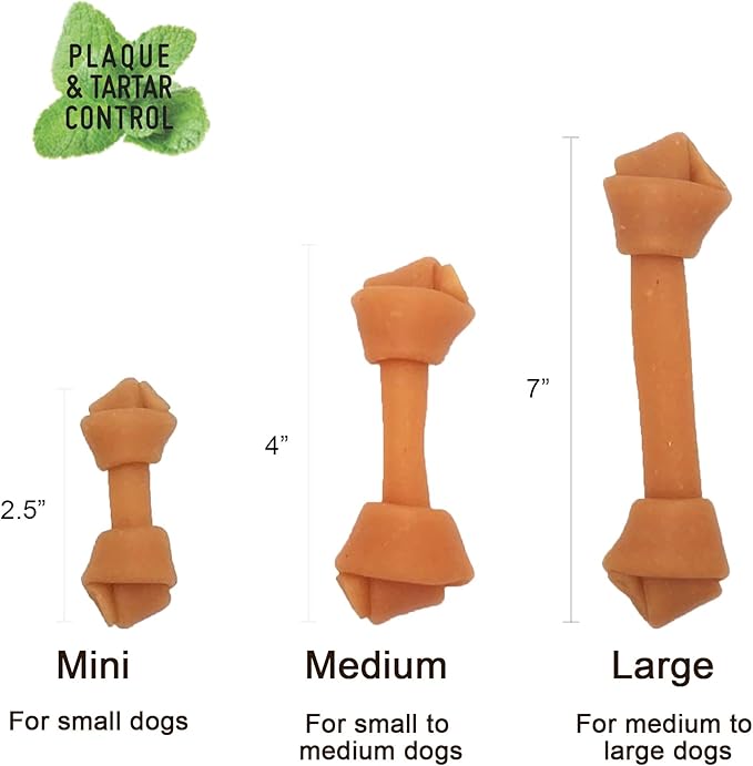 Premium Peanut Butter Dog Chew Bones, Rawhide Free, Gluten Free, Made with Limited Ingredients, Delicious, Healthy, Highly Digestible (Mini 18pcs/Pack)