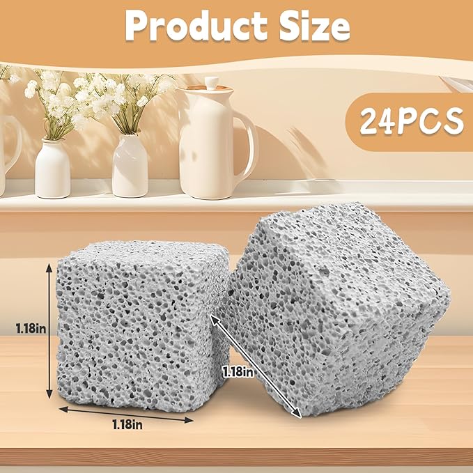Hamiledyi 24 PCS Chinchilla Chew Toys Lava Blocks Hamster Chew Toys for Teeth Grinding Square Stone Mineral Calcium Stone for Bunny Rabbit Hamster Chinchillas Squirrel and Other Small Animals