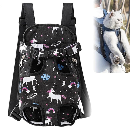 Portable Pet Carrier Backpack, Adjustable Pet Front Cat Dog Carrier Backpack Travel Bag for Small Medium Dogs Cats Puppies, Cat Backpack Carrier for Hiking Cycling (G, L)