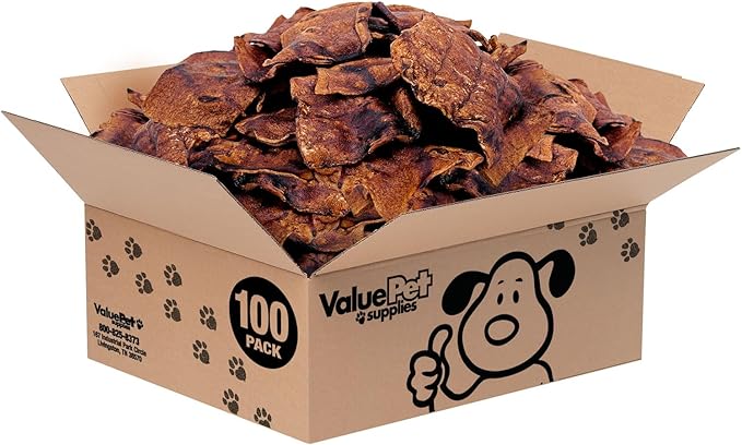 ValueBull USA Rawhide Chips, Natural Beef Flavor, 100 Count Bulk Pack - Natural & Safe, USA Beef Hide, Long Lasting, Chemical Free, No Artificial Flavors