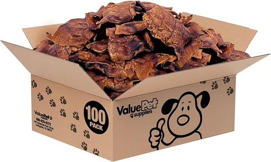 ValueBull USA Rawhide Chips, Natural Beef Flavor, 100 Count Bulk Pack - Natural & Safe, USA Beef Hide, Long Lasting, Chemical Free, No Artificial Flavors