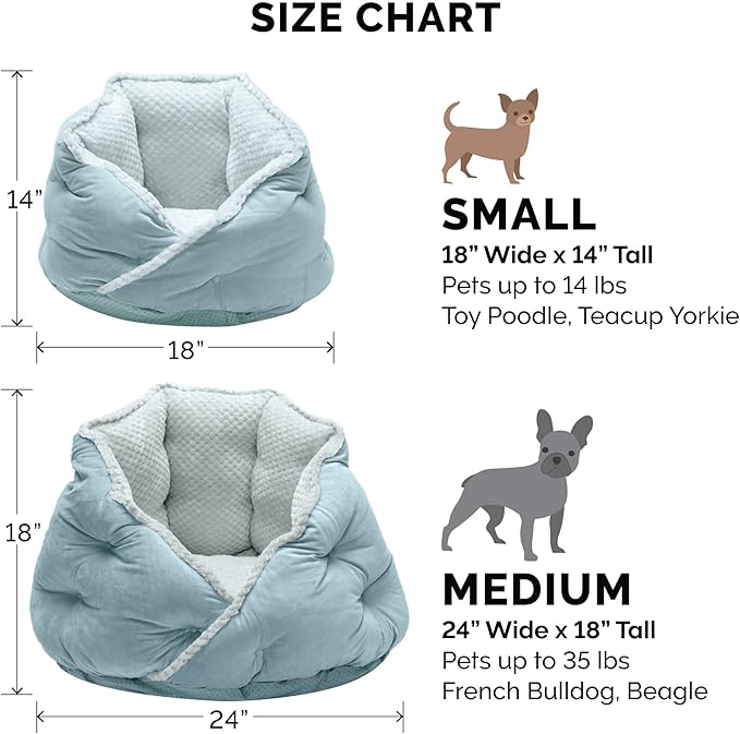 Furhaven 24" Round Pet Bed for Indoor Cats & Medium/Small Dogs, 100% Washable, For Pets Up to 35 lbs - Minky Plush & Velvet Hug Bed - Aquamarine, 24-inch
