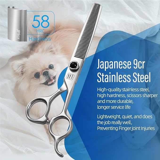 Dog Grooming Scissors: 5 in 1 Pet Shears Kit Made Of Japanese 9CR Advanced Stainless Steel Professional Grooming Scissors for Dogs Cats and Other Pets