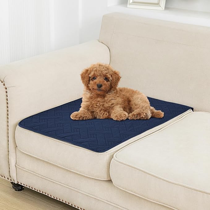 BOCTOPUG Dog Bed Cover for Pets Blankets Rug Pads for Couch Protection Waterproof Bed Covers Dog Blanket Furniture Protector Reusable Changing Pad (Navy Blue+Stone Blue, 20"x30")