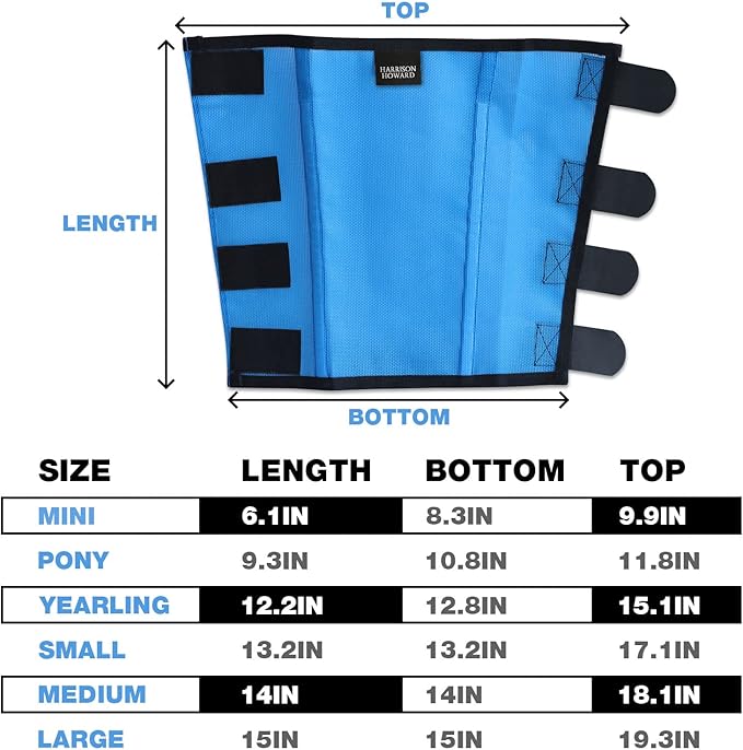 Harrison Howard Loose Fitting Fly Boots UV-Protective Extra Tough Mesh Ventilated Four Fasteners Stay-on Design Protect Horse Legs & Stomp-Reducing Set of 4 Sky Blue Small