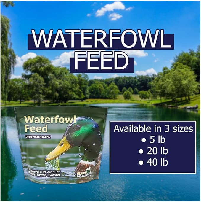 Waterfowl Feed Open Water Diet 40 lb | for Feeding Ducks Geese Swans | Floating Pellets with Niacin for Ducks