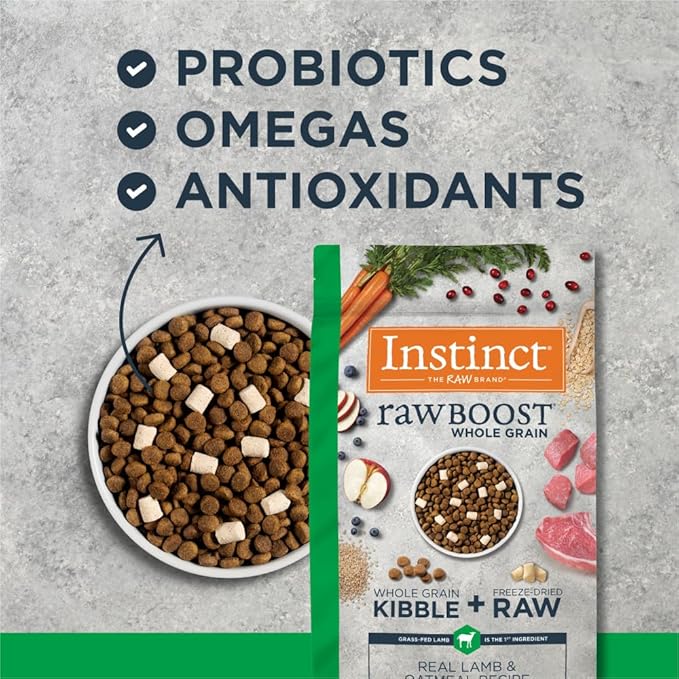 Instinct Raw Boost, Natural Dry Dog Food with Freeze Dried Pieces, High Protein, Whole Grain Recipe - Real Lamb & Oatmeal, 3.5 lb. Bag