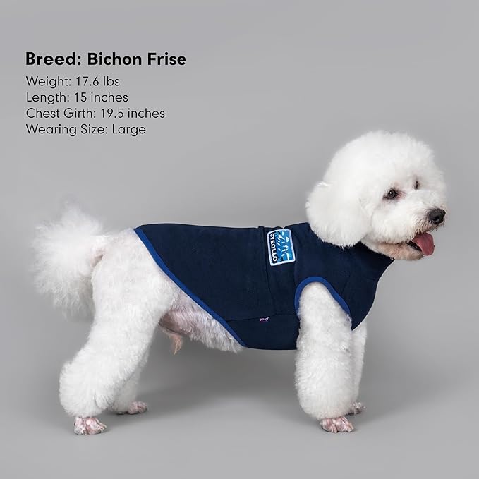cyeollo 2XL Fleece Dog Sweater, Stretchy Pullover Fleece Vest with Turtleneck Dog Sweatshirt Warm Winter Clothes for Medium to Large Dogs Boy Pet Apparel, Navy Blue XXL