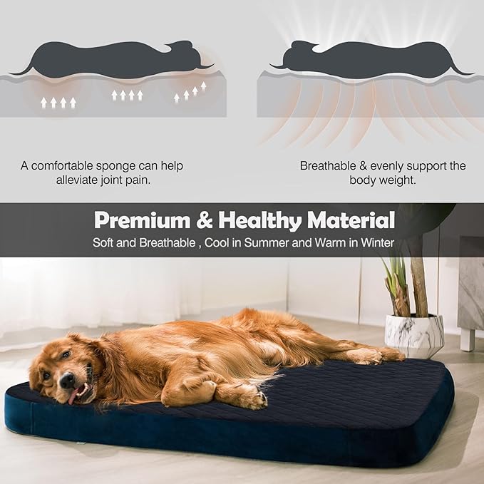 JoicyCo Large Dog Bed, Orthopedic Foam Big Dog Bed Mattress, 40 Inches Joint Relief Pet Sleeping Beds, Non Slip Bottom with Removable Washable Cover, Dark Grey