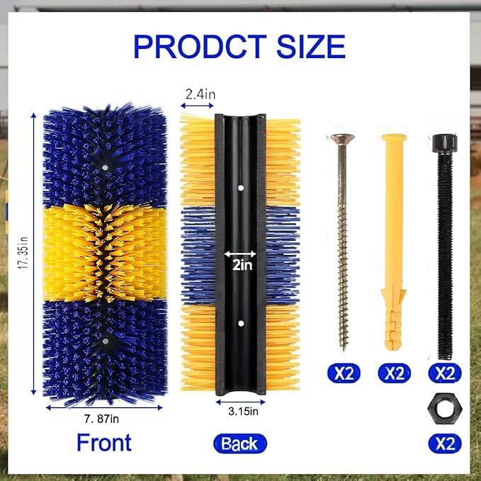 2PCS Livestock Scratching Brush, Scratcher Post with Cleaning Brush, Grooming and Massage Brushes for Goat Horse Cow, Animals Back Scratching Itch Brushes (Blue 2, 2 pack)