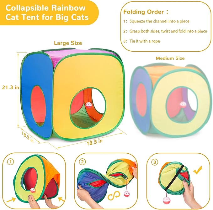 Retro Shaw Cat Toys, 33Pack Large Cats Toys, Interactive Kitten Toys for Indoor Cats Kitty with Collapsible Game Tunnel Tube Tent Feather Wand Teaser Bell Fuzzy Ball Springs Mouse Toys