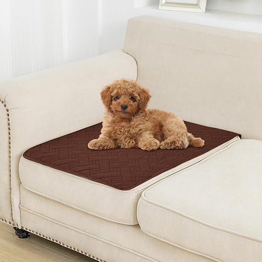 BOCTOPUG Dog Bed Cover for Pets - Blankets Rug Pads for Couch Protection Waterproof Bed Covers Dog Blanket Furniture Protector Reusable Changing Pad (Brown+Beige, 20"x30")