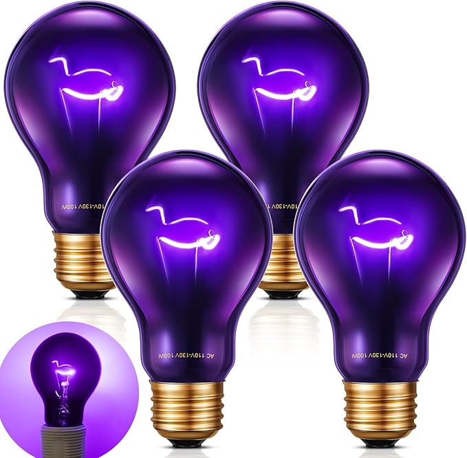 Retisee 4 Pack 50W Reptile Night Heat Lamp Simulate Moonlight Heat Bulb Purple Lamp Reptile Night Heat Bulb for Dragon Bearded Snake Lizard Turtle Chameleon Amphibians