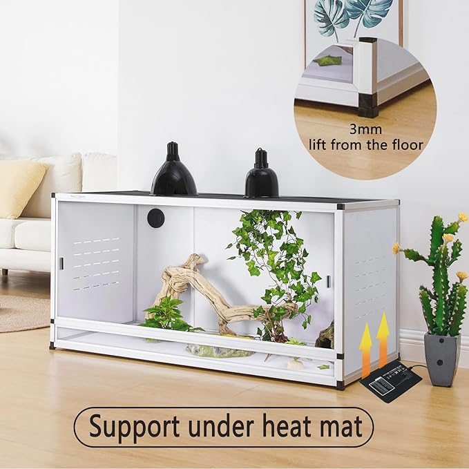 PVC Reptile Enclosure 40x16x16'' Large Reptile Terrarium Habitat Tank for Bearded Dragon Gecko Lizard Snake, 44 Gallon Wide Breeding Lounge Vivarium Area with Sliding Doors Lock