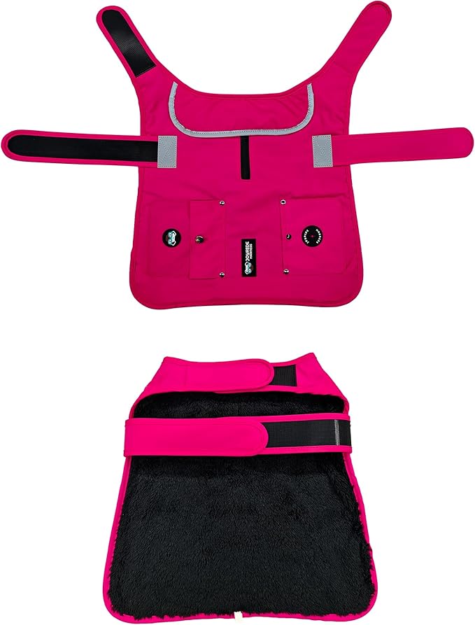 Joyride Harness FrostFlex Dog Winter Jacket - Fleece Lined & Water-Resistant - Snowsuit with Pockets for Treats & Poop Bags - Durable Cold Weather Dog Coat - Pink Berry-S