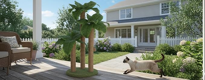 31.5Inch Cat Scratching Post,Cat Scratcher Tree with 3 Scratching Poles & 2 Interactive Dangling Balls,Cats Scratching Posts for Indoor Kitten & Adult Cats