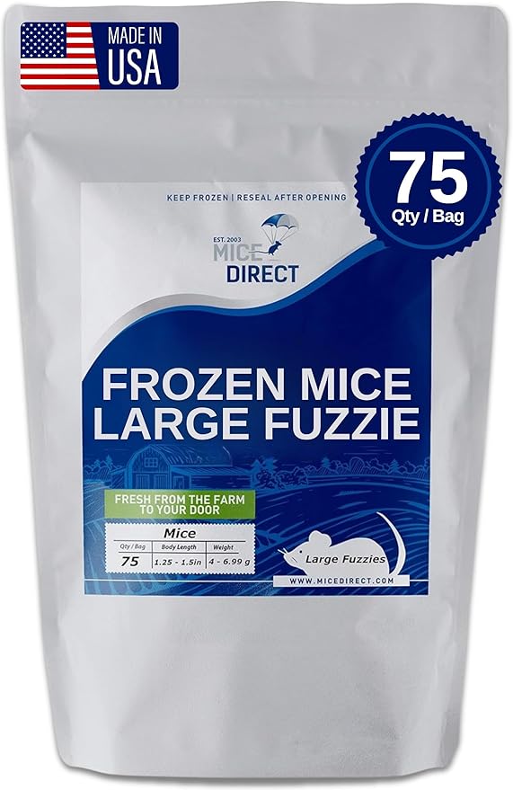 MiceDirect EST. 2003 75 Frozen Mice Fuzzie Feeders Snake Food for Juvenile Hognose Corn milks (1.25-1.5 in) (300 Grams Min)