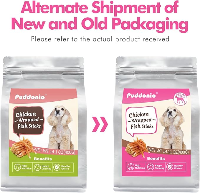 Dog Treats, Chicken Wrapped Cod Sticks, Rawhide Free Dog Chews, Healthy Soft Treats for Small Dogs, 14.11 oz