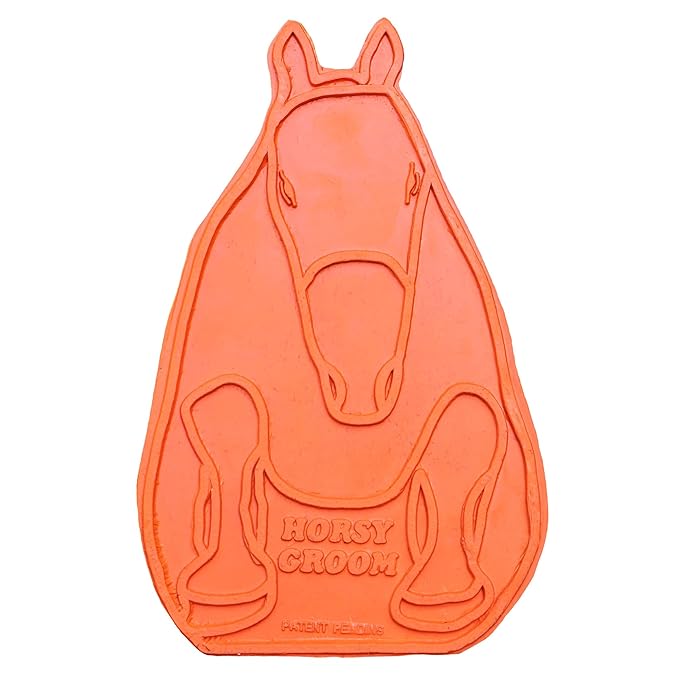 Grewal® Equestrian Grooming Bundle Kit - Comfy Pet Grooming & Bathing Glove - Oval Face Soft Bristles - Great for Thin & Sensitive Skin (Orange)