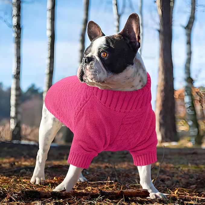 Kuoser XXL Dog Sweater, Dog Sweaters for Extra Large Dogs Girl Boy, Pet Christmas Sweaters Winter Big Puppy Turtleneck Knitwear, Pet Thick Warm Sweater for Large Size Dogs, Rose 2XL