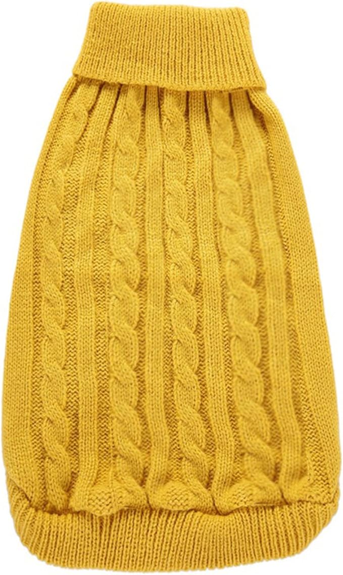 CHBORCHICEN Small Dog Sweaters Knitted Pet Cat Warm Dog Sweatshirt Winter Clothes Kitten Puppy Sweater (XX-Small, Yellow)