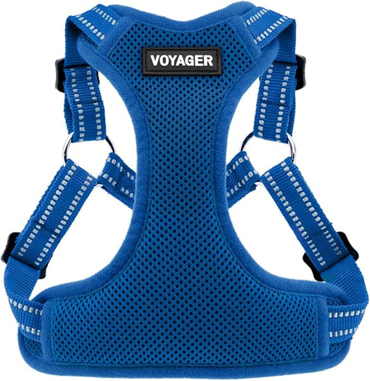 Best Pet Supplies Voyager Mesh Dog Breathable Harness Reflective Stitching, All Weather Adjustable for Walking Training, or Running - Heavy Duty & Durable, Harness (Royal Blue), XL