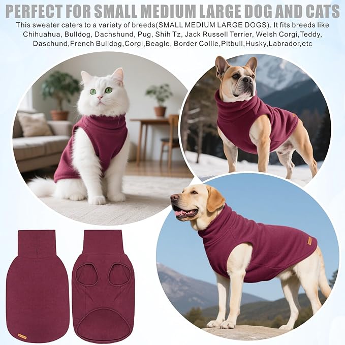 Mosucoirl Dog Sweaters Pet Pullover,Turtleneck Doggy Sweatshirt for Extra Large Dogs Thick Warm Dog Clothes Fleece Soft Winter Puppy Hoodies Outfit for Small Medium Large Dogs XS-4XL (Red, XS)