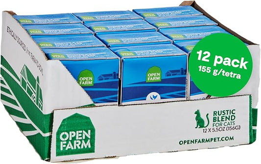 Open Farm Rustic Blend Wet Cat Food, Complete & Balanced Medley with Human-Grade Ingredients, Humanely-Raised Meat, Non-GMO Veggies & Bone Broth, Chicken & Salmon Recipe, 5.5oz Packs (Case of 12)
