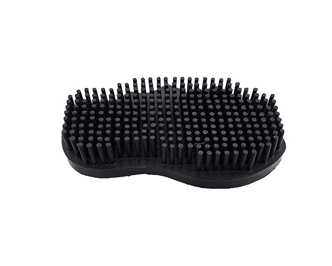 Grewal Equestrian Snuggy Groomer Soft Teeth Rubber Groomer Curry (Black)