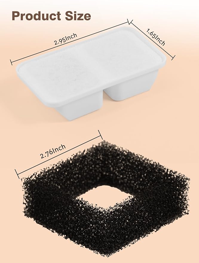 6 Packs Replacement Filters for Cat Water Fountain, Filters & Sponges with Activated Carbon, Ion Exchange Resin, Compatible with Automatic Water Fountain