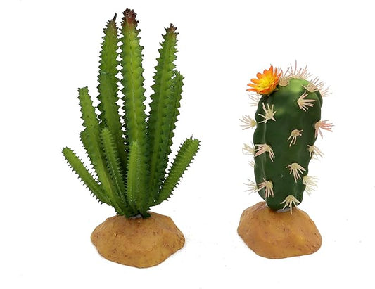 JIHAQUA Reptile Plants Succulent, Artificial Desert Rain Forests Plants for Lizard Bearded Dragon Chameleon Gecko Snake Amphibian Terrarium Decor (Set 2)