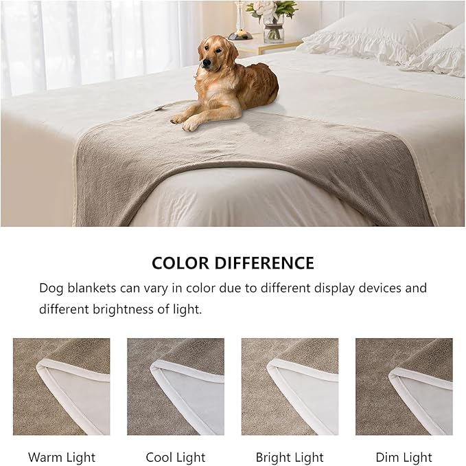 Waterproof Blanket for Bed Protection, Washable Dog Blankets for Couch, Soft Reversible Pet Throw Furniture Protector Cover for Sofa-82"x120",Beige+Khaki